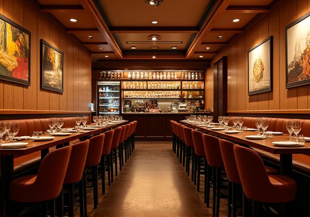 따뜻한 조명의 도마 피제리아 실내 분위기